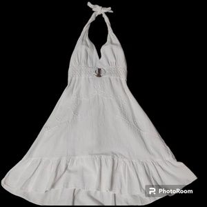 Women’s Giocom Halter Style WHITE Cotton Dress size Large